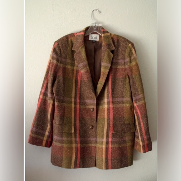 Le Suit Jackets & Blazers - Brown Striped Blazer Y2K